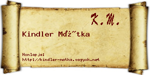 Kindler Mátka névjegykártya